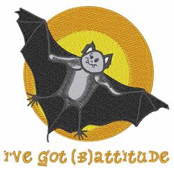 bat detailed machine embroidery - Ive Got Battitude perfect for kitchen tea towels