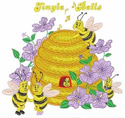 detailed bell machine embroidery pattern - Jingle Bells for insulated lunch bags
