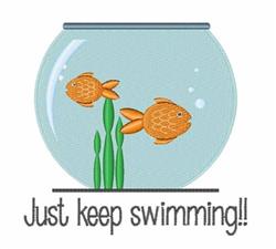 Just Keep Swimming - 4x4 swimming detailed embroidery design for kitchen tea towels