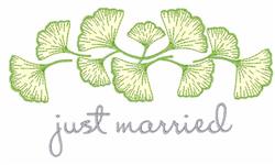Just Married - 5x7 leaf detailed machine embroidery design for reusable tote bags