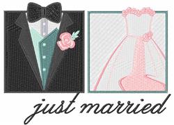 detailed married machine embroidery pattern - Just Married for Wedding Invitations