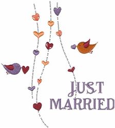 bird beginner-friendly machine embroidery - Just Married perfect for reusable tote bags