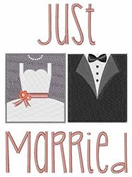 Just Married - 5x7 married detailed machine embroidery design for kitchen tea towels
