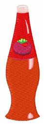 Cartoonish ketchup bottle in bright red with a green cap emblem, featuring a playful, simplistic design.