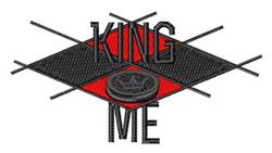 Bold 'KING ME' text in black on a red diamond background, featuring a crown motif. Perfect for casual wear.