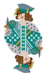 A whimsical knight holding a sword, dressed in ornate teal and gold costume with intricate detailing.