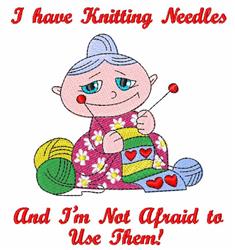 Knitting Needles - 5x7 heart detailed machine embroidery design for kitchen tea towels