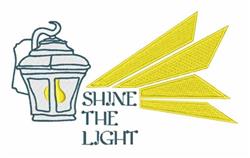 Modern lantern with bold black outline and radiant yellow light beams, featuring uplifting text 'SHINE THE LIGHT'.