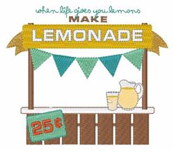 Playful lemonade stand with a bright yellow sign, a pitcher, colorful banners, and a price sign for summer fun.