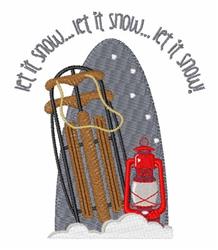 Let It Snow - 4x4 snow detailed machine embroidery design perfect for Sled covers