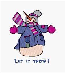Let It Snow - 4x4 snowman detailed machine embroidery design for reusable tote bags