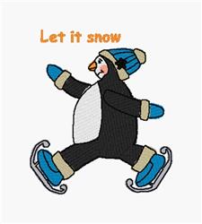 penguin detailed machine digital embroidery - Let It Snow perfect for kitchen aprons