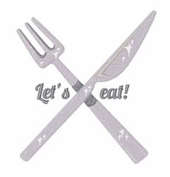Lets Eat! - 4x4 eat! beginner-friendly machine embroidery design for kitchen tea towels
