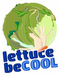 Playful lettuce head in vibrant green with bold blue 'lettuce beCOOL' text, perfect for kitchen towels.