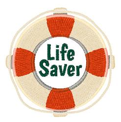 Playful life preserver featuring bold 'Life Saver' text in green on red and white sections, perfect for nautical themes.