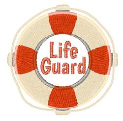 Playful life preserver with a bold red and white design, featuring 'Life Guard' text, perfect for summer.