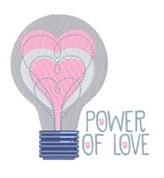 Light bulb with three overlapping pink hearts, outlined in gray, featuring 'POWER OF LOVE' text. Perfect for Valentine's Day