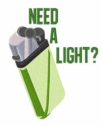 Light holder in soft green with black outlines featuring the phrase 'NEED A LIGHT?' in bold green text.