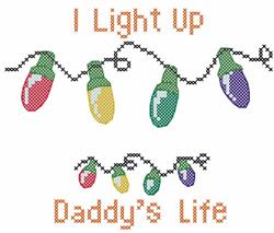 Light Up Daddy - 5x7 cross beginner-friendly embroidery design for decorative pillow covers