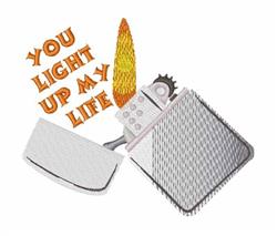 Whimsical lighter with bright yellow and orange flame, featuring bold text 'YOU LIGHT UP MY LIFE'.