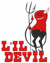 Playful cartoon devil character in red with a trident, smiling cheerfully for Halloween-themed projects.