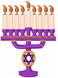Lit Menorah - 4x4 star beginner-friendly machine embroidery design for Table Linens