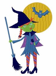 bat detailed machine digital embroidery - Little Witch perfect for kitchen aprons