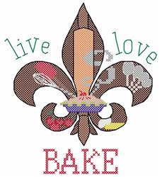Live Love Bake - 5x7 cross detailed machine embroidery design for kitchen aprons