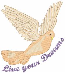 bird detailed machine embroidery - Live Your Dreams perfect for kitchen tea towels