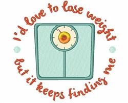 detailed weight machine embroidery pattern - Lose Weight perfect for kitchen aprons