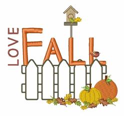 detailed autumn bird machine embroidery pattern - Love Fall for reusable tote bags