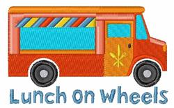 wheel detailed machine digital embroidery - Lunch On Wheels perfect for kitchen aprons
