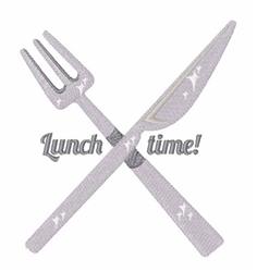 beginner-friendly time machine embroidery pattern - Lunch Time for kitchen aprons