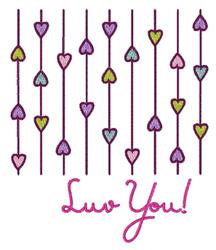 heart detailed machine digital embroidery - Luv You perfect for Kids Clothing