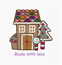 Made With Love - 4x4 gingerbread man detailed embroidery design for kitchen tea towels