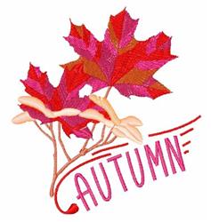 Vibrant red maple leaves and cream flowers with 'AUTUMN' text, perfect for seasonal decor.