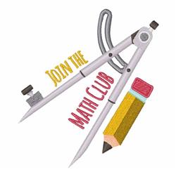 Math compass design featuring a silver compass, yellow pencil, and pink eraser. Playful back to school theme.