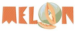 Playful halved melon with bold 'MELON' lettering, vibrant green and orange colors, perfect for summer.