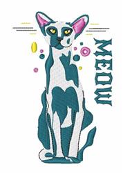 detailed kitten machine embroidery pattern - Meow Cat for patchwork quilt blocks