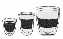 Three modern drinking glasses with black stripes and transparent outlines in a minimalistic style.