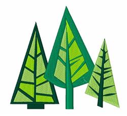 Modern trees in varying heights with vibrant green hues and geometric designs, perfect for seasonal decor.