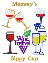 cup detailed machine digital embroidery - Mommys Sippy Cup perfect for Wine Glasses