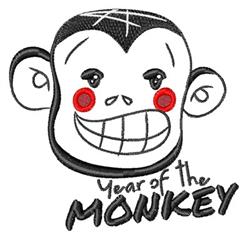 Cheerful monkey face with red cheeks, large ears, and 'Year of The MONKEY' text for New Year celebrations.