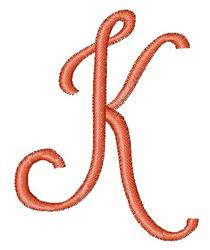 quick stitch curl machine embroidery pattern - Monogram Curl K for decorative pillow covers