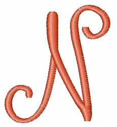 quick stitch curl machine embroidery pattern - Monogram Curl N for kitchen aprons