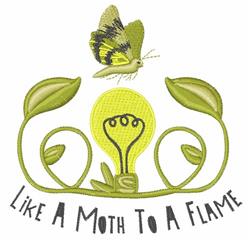 Moth To A Flame - 4x4 leaf detailed machine embroidery design for kitchen aprons