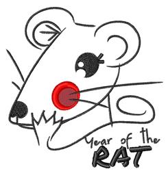 Playful mouse with a red circle on its cheek and 'Year of the RAT' text, ideal for New Year celebrations.