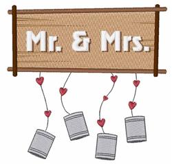 Mr & Mrs - 5x7 heart detailed machine embroidery design for decorative pillow covers