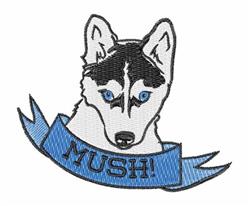 puppy dog detailed machine digital embroidery - Mush Dog perfect for kitchen aprons