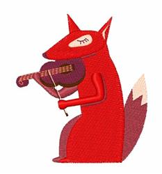 beginner-friendly fox machine embroidery pattern - Music Fox for Musical Instrument Bags